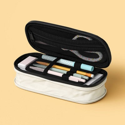Double Zip Expandable Pencil Pouch Black/Ivory - up&up