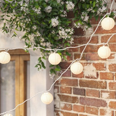 10ct Incandescent Mini Lights with Nylon Outdoor Lanterns White - Threshold