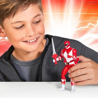 Mighty Morphin Power Rangers Re-Ignition Auto-Morphin Red Ranger 6" Action Figure with Head-Flipping Morph Feature and Weapons Accessories