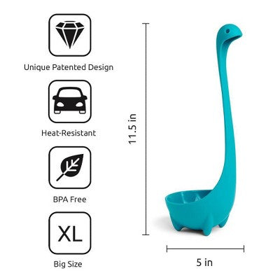 Ototo Holiday Gift Silicone Jumbo Nessie Loch Ness Ladle Turquoise