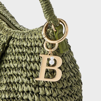 Initial "B" and Simulated Pearl Bag Charm - A New Day Gold