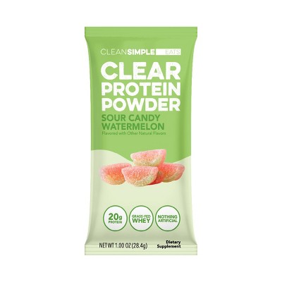 Clean Simple Eats Clear Protein Powder Sour Candy Watermelon - 1.00oz/1 Stick