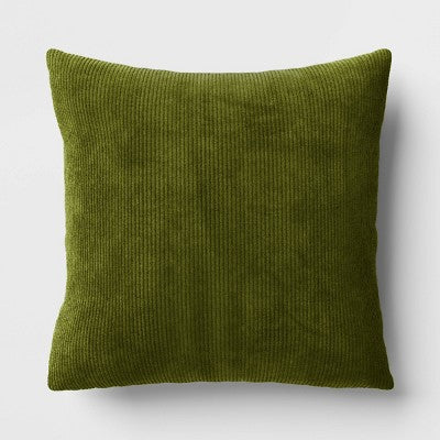 The Corduroy Collection Square Corduroy Toss Throw Pillow Green - Room Essentials