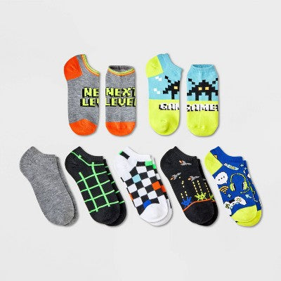 Boys' 7pk Gamer No Show Socks - Cat & Jack M