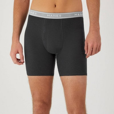 Hanes Men's Super Value Moisture-Wicking Cotton Boxer Briefs 10pk - Black/Gray M: Tagless, Breathable, Mid Rise