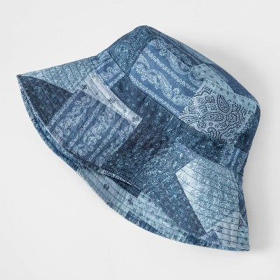 Kids' Patchwork Bandana Bucket Hat - art class Blue