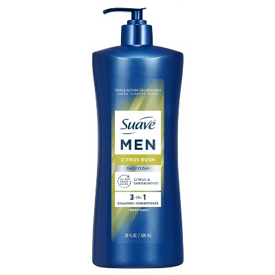 Suave Men Professionals 3-in-1 Shampoo + Conditioner + Body Wash, Citrus Rush - 28 fl oz: All Hair Types, Daily Use, Paraben-Free