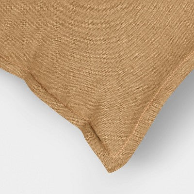 Square Linen Pillow with Flange and Contrast Neutral Reverse - Threshold