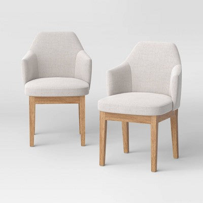 2pk Kinston Curved Back Upholstered Dining Chair Linen - Threshold (LOCAL PICKUP ONLY)