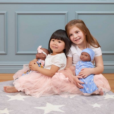 LullaBaby 13" Floral Star Sleep Sacks Twin Dolls Set