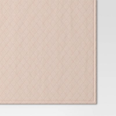 Quilted Jersey Throw Blanket with Faux Shearling Reverse Heathered Pink - Room Essentials