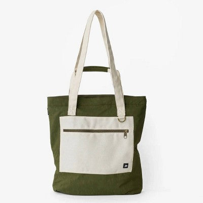 Thread Wallets Collapsible Utility Tote Bag - Dark Green/Cream