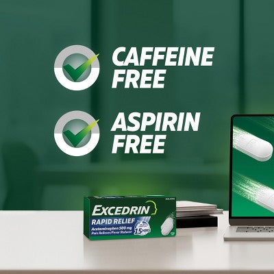 Excedrin Rapid Relief Acetaminophen Caplets - 80ct: Oral General Pain Reliever, 500mg Strength