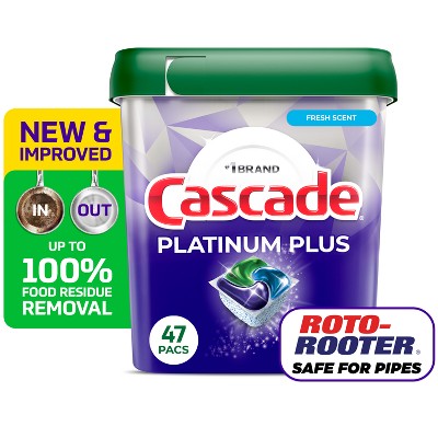 Cascade Platinum Plus Pods Dishwasher Detergent - Fresh - 47ct