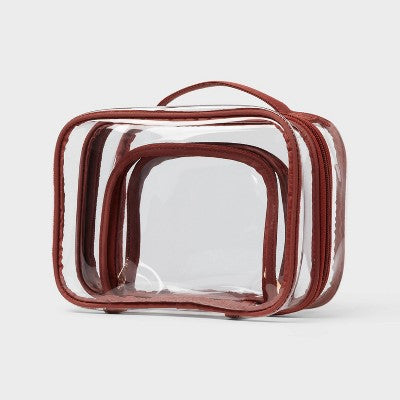 Double Sided Travel Bag - Clear/Brown
