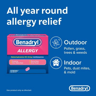 Benadryl Ultratabs Go Packs - Diphenhydramine Antihistamine Tablets - 4 packs of 2ct