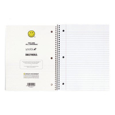 Yoobi SmileyWorld 1 Subject Notebooks 8"x10.5" Wide Ruled Blush Smiley, School Supplies