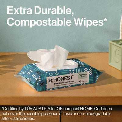 The Honest Company Clean Concious Sensitive Skin Baby Wipes - Balance Blues - 288ct: No Fragrance Added, Pull-Out Dispenser
