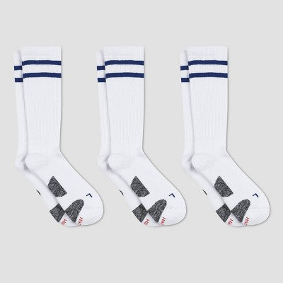 Hanes Premium Men's Compression Crew Socks 3pk - White 6-12