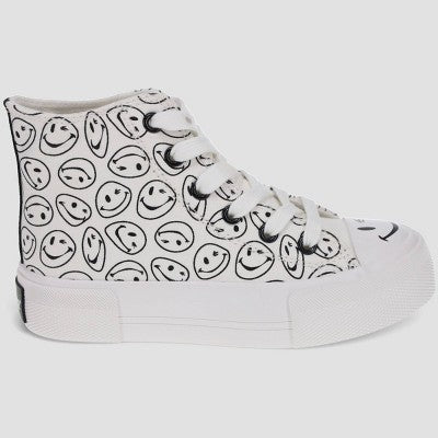 Joe Boxer Girls' Sneakers - White 5: Smiley Face Pattern