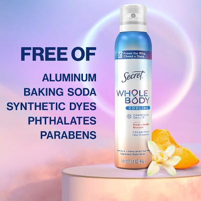 Secret Whole Body Aluminum Free Deodorant Spray - Trial Size - Peach & Vanilla - 1oz