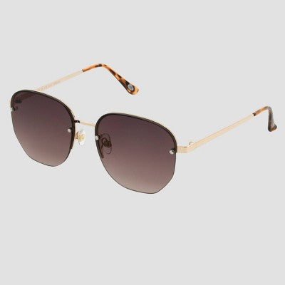 Women's Metal Round Sunglasses with Gradient Lenses - Universal Thread Gold: Scratch-Resistant, UV Protection