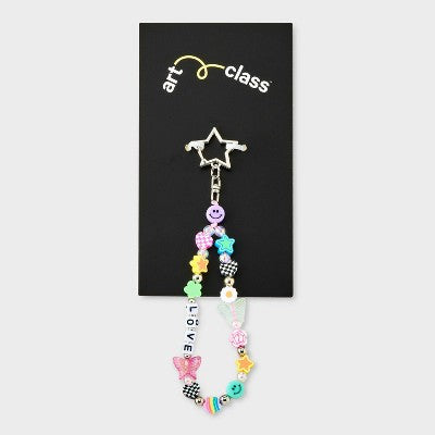 Girls' Friendship Bag Charm - art class: Solid Pattern Keychain, Lobster Claw Clasp, Polyester & Zinc Alloy, 6.5" Length