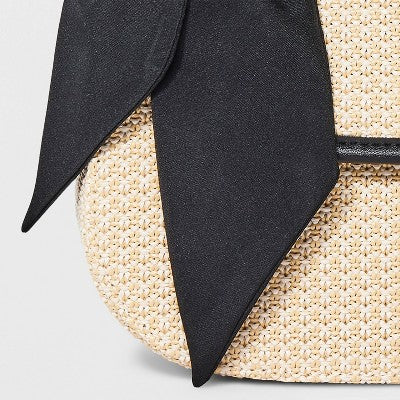 Straw Bamboo Top Handle Handbag - A New Day Natural/Black