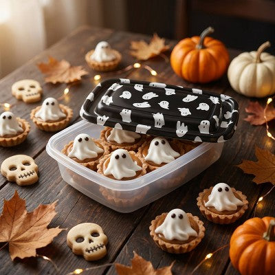 Cook With Color 6pc Halloween Ghosts Rectangular Food Storage Container Set