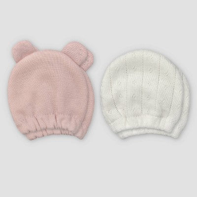 Carter's Just One You Baby Girls' 2pk Mittens - Ivory/Pink Newborn