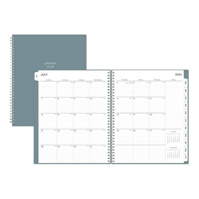 Blue Sky 2024-25 Weekly/Monthly Planner 11"x8.5" Wirebound Seaglass: Agenda, Adult Stationery, July-June Calendar
