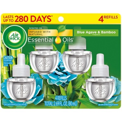 Air Wick Plug In Scented Oil Air Freshener Refills - Blue Agave & Bamboo - 4pk