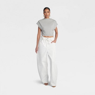 KBB by KAHLANA Women's Cropped 'The Back Twist T-Shirt' - Gray M