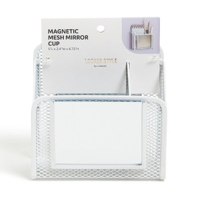 U Brands Locker Magnetic Mesh Mirror Cup White