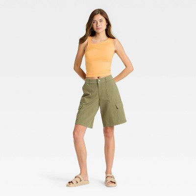 Women's Asymmetrical Hem Tank Top - Wild Fable Peach Orange XS
