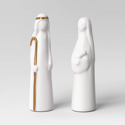8pc Ceramic and Wood Christmas Nativity Scene Figurine Set - Wondershop