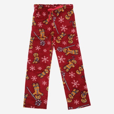 Men's Shrek Gingerbread Man Holiday Lounge Fleece Pant Red XXL