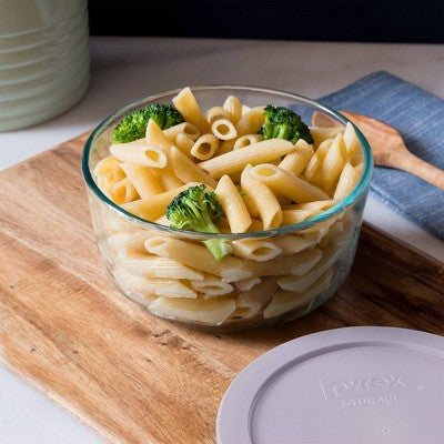 Pyrex 4pc 4c Round Glass Food Storage Container Set Lavender