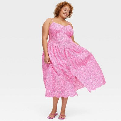 Women's Paisley Floral Drop Dress Pink - Roller Rabbit Target XXL