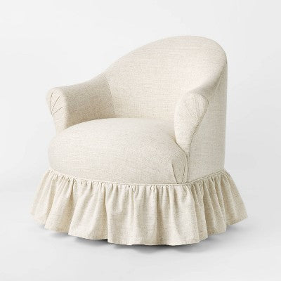 Ruffle Skirt Accent Chair with Swivel Cream Flecked Linen - Threshold designed with Studio McGee (LOCAL PICKUP ONLY)