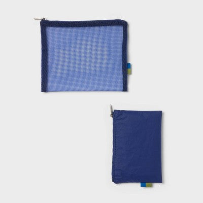 2pk Americana Mesh Pouches - Open Story Blue