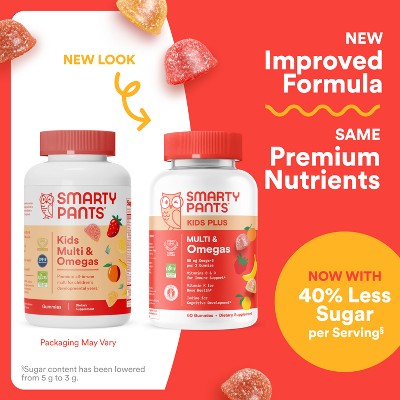 SmartyPants Kids Plus Multivitamin & Omegas Gummies with Vitamins C, D3, B12 & Zinc - 60ct