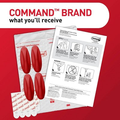 Command 4pk Damage-Free Hanging Medium Designer Hooks with 6 Adhesive Strips Chili Pepper
