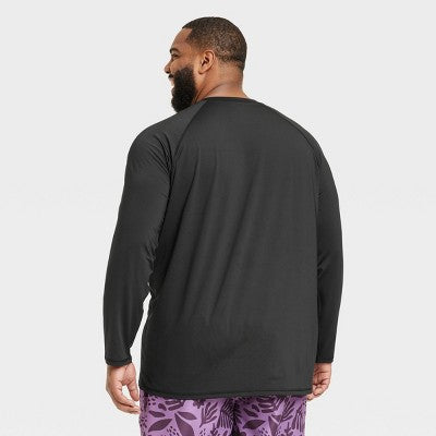 Men's Big & Tall Long Sleeve Rash Guard Swim Shirt 5XL