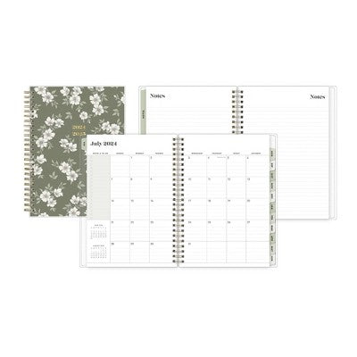 The Everygirl X Day Designer 2024-25 Weekly/Monthly Planner with Notes 8.625"x5.875" Wirebound Frosted PP Floral Olive: Student Day Planner