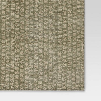 Block Print Plush Throw with Faux Shearling Reverse Green/neutral - Threshold