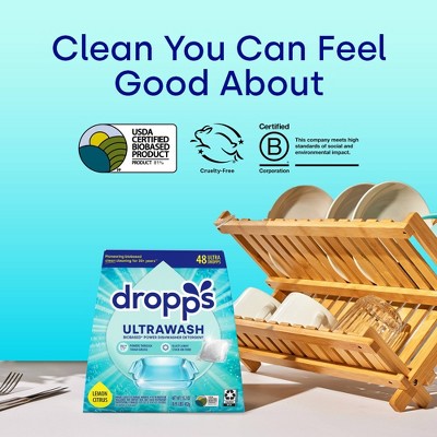 Dropps Dish UltraWash Biobased Detergent Pods - Lemon Citrus - 48ct
