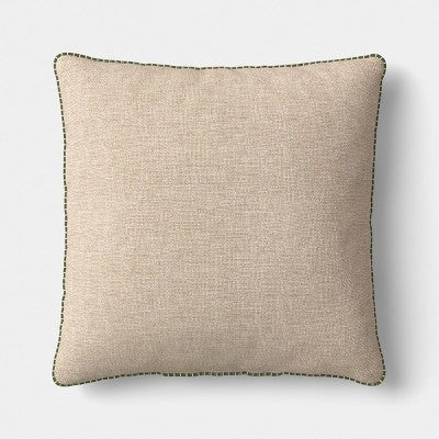 Square Embroidered Vine Pillow Neutral/Green - Threshold