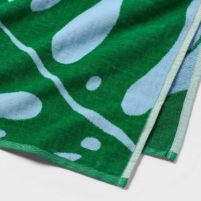 36"x72" Leaf Oversized Beach Towel Blue/Green/White - Room Essentials