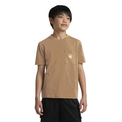 Converse Boys' Short Sleeve Pocket Logo T-Shirt - Tan M